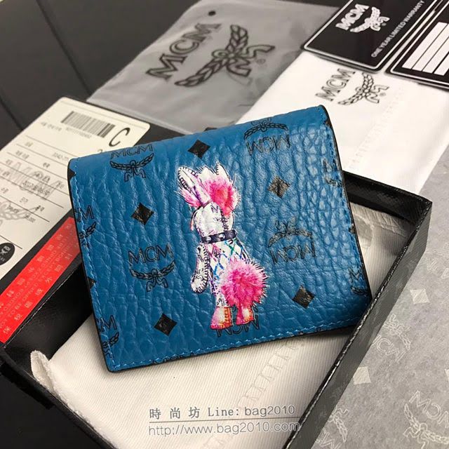 MCM錢包 原單 8014 兔子款兩折錢包 3D絲印圖案 MCM女短錢包 MCM零錢包  mdmc1338